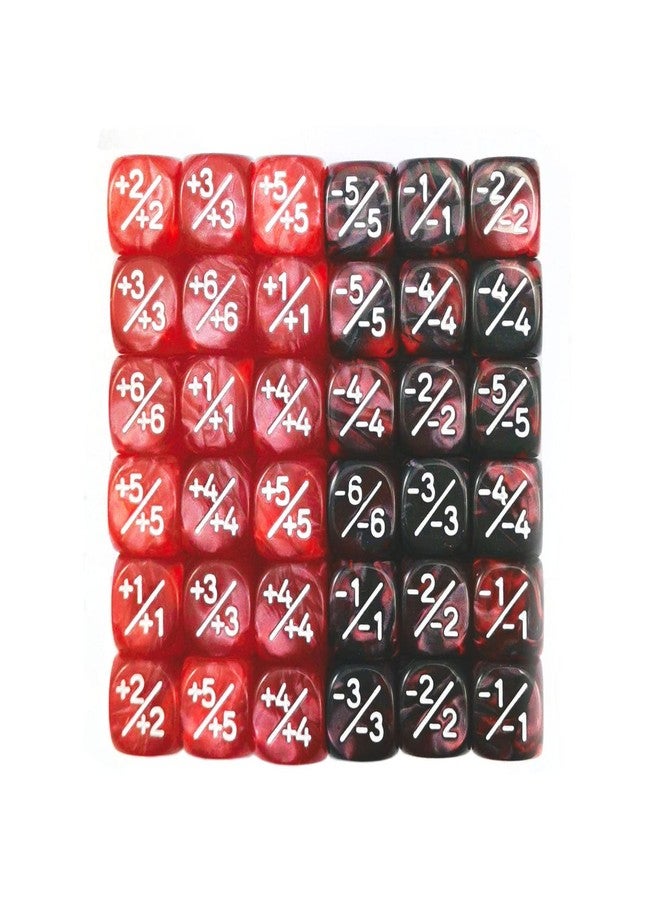 BESCON 36pcs 12mm Positive and Negative Dice Counters Marble Red+Gemini Red&Black Set, Small Token Loyalty Compatible With MTG, CCG, Card Games - Image 2